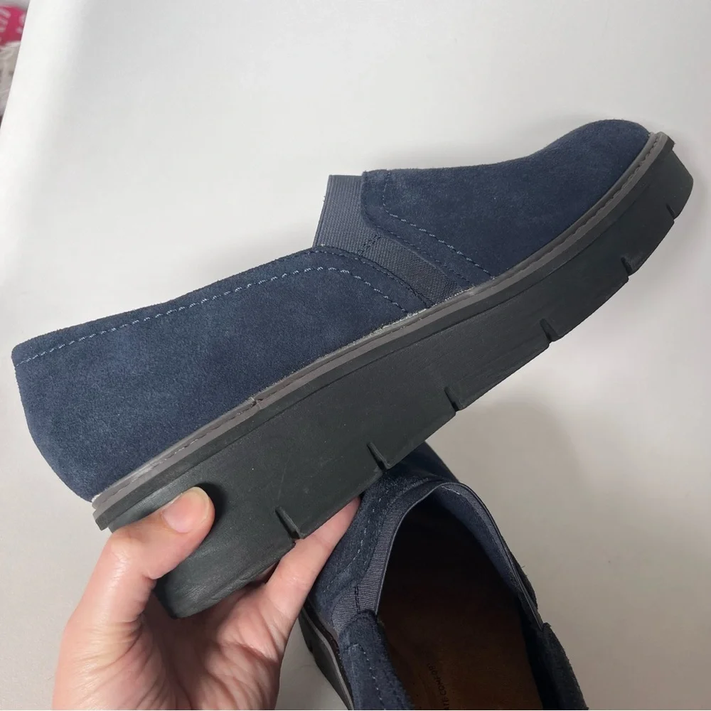 Clark’s Airabell Mid Navy Blue Wedge Shoe Size 12